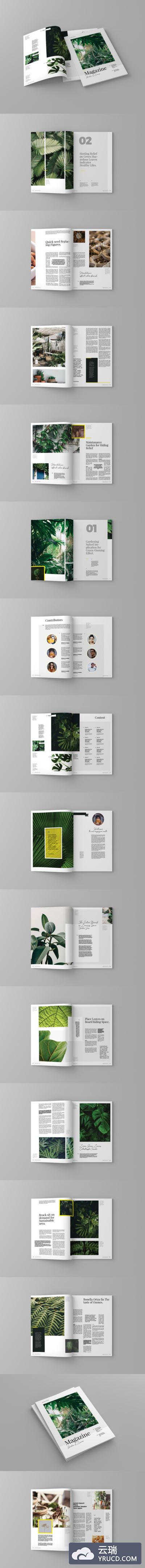 精美植物杂志画册设计Indesign模板