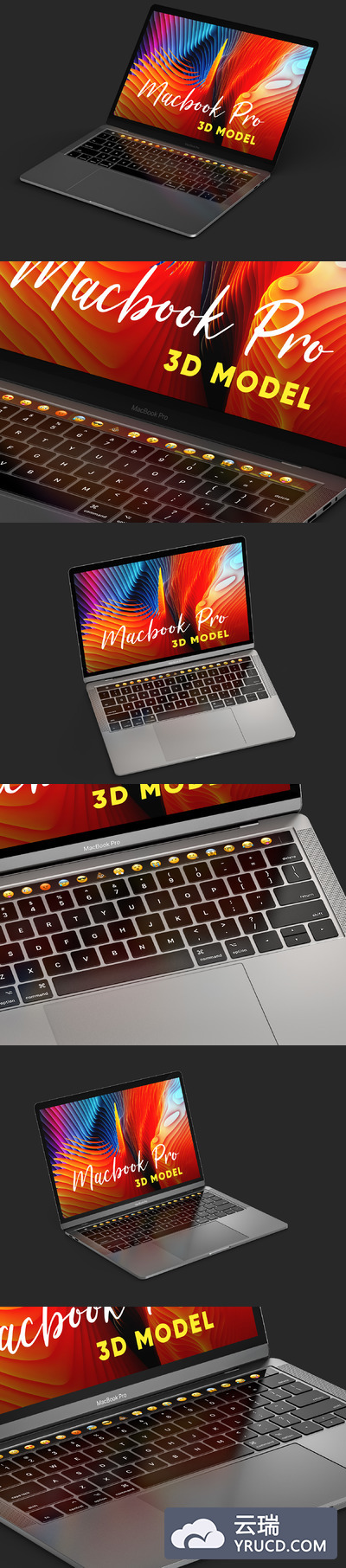 新款MacBook Pro c4d素材模型源文件下载[C4D,fbx,obj,mtl]