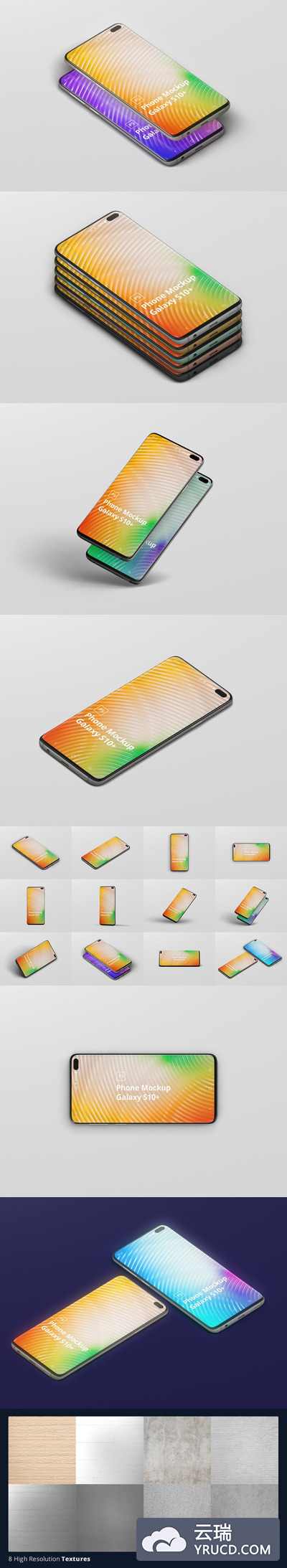三星 Galaxy S10 Plus 安卓Android手机APP UI设计展示手机样机素材下载[PSD]