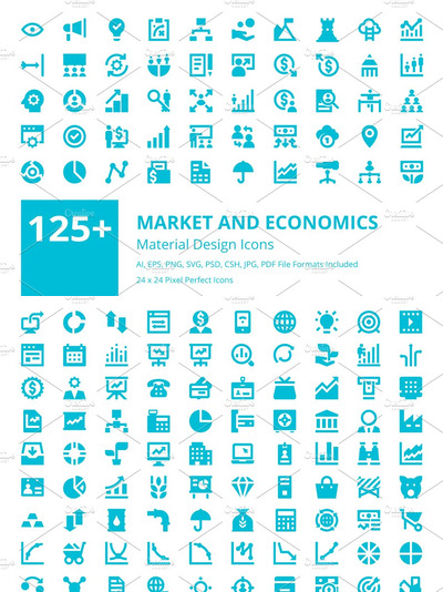 市场和经济图标素材 125+ Market and Economics Icons Set