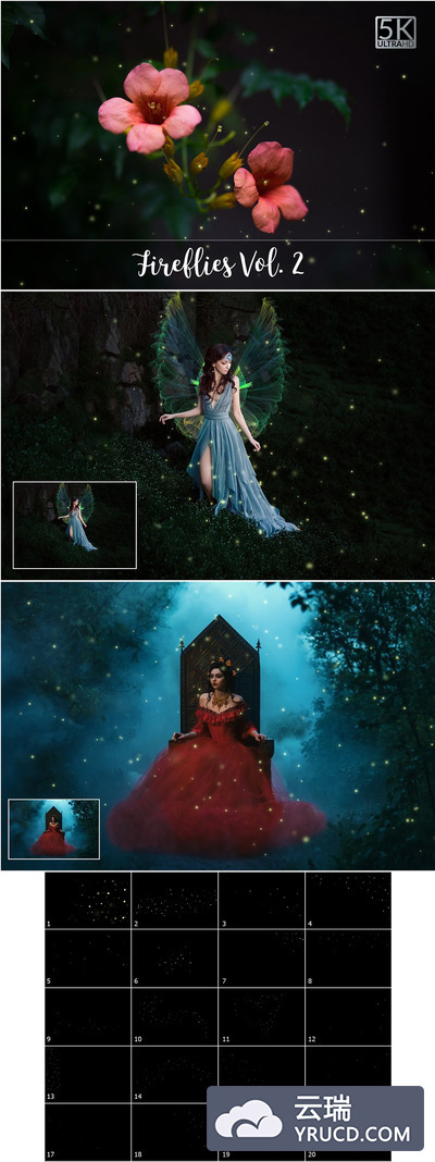 萤火虫特效素材 5K Fireflies Overlays