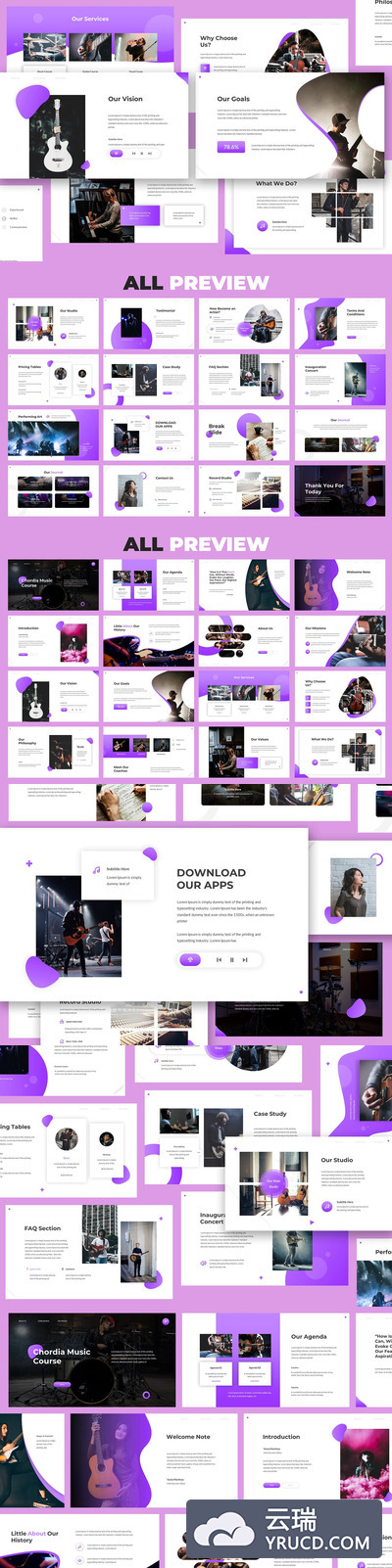 简约现代设计风格的音乐主题演示模板