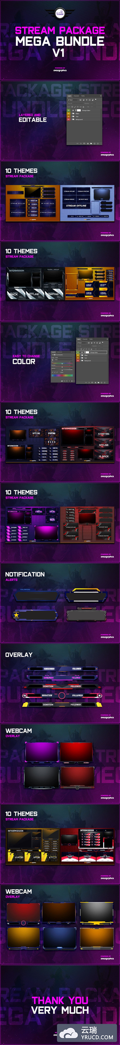 Twitch美式游戏平台UI界面工具包下载[PSD]