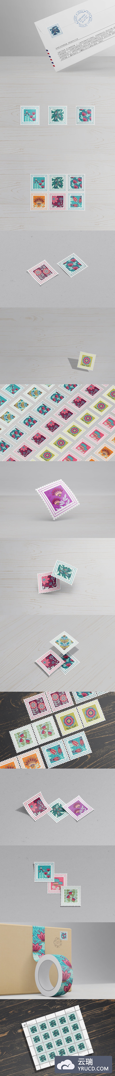 邮票印花设计样机素材下载[PSD,1GB]