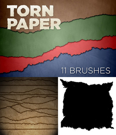 边缘纹理笔刷 Torn Paper Edges Brush Pack 1