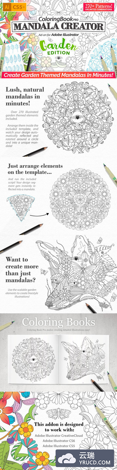 白描插图插画 Coloring Book Pro - Garden Edition