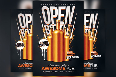 晚会聚会海报模板 Open Bottle Flyer Template