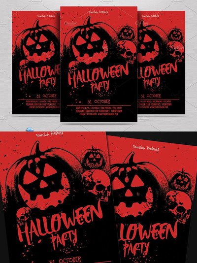 万圣节派对传单模板 Halloween Party Flyer