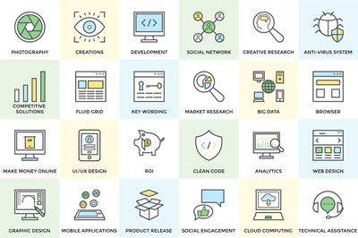 SEO和开发矢量图标 Seo and Development