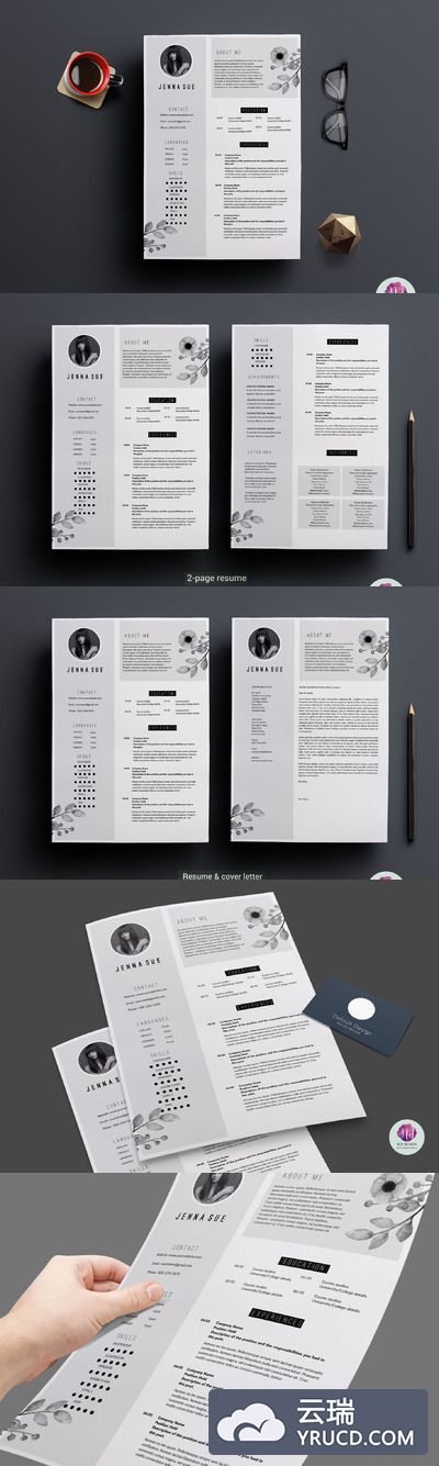 现代简历模板 Modern 2 page resume template