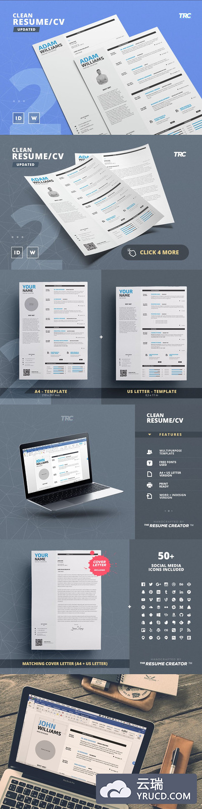 干净简约简历模板 Clean Resume/Cv Template Volume 2