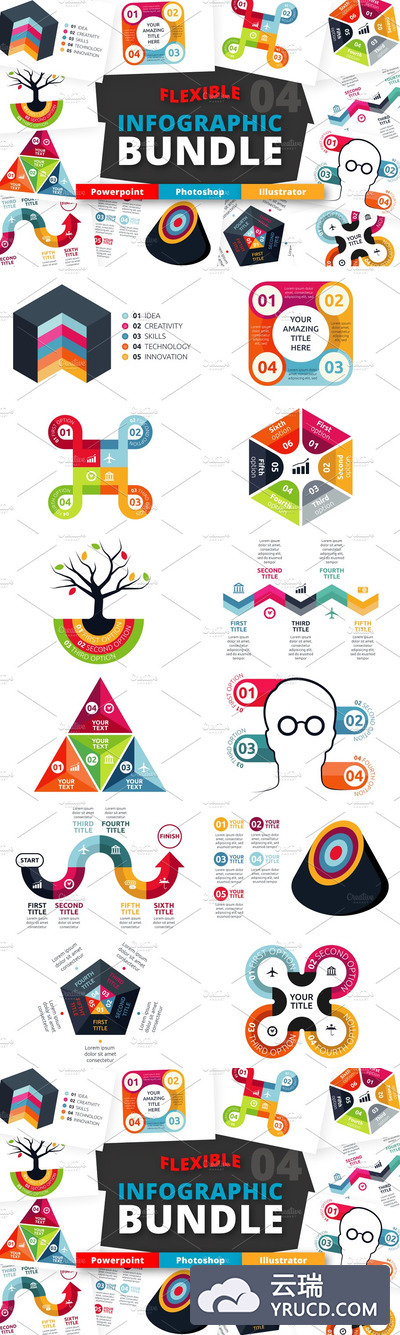 灵活的ppt素材模板 Flexible Infographic Bundle (vol.4)