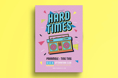 音乐矢量海报模板 90's Music Flyer