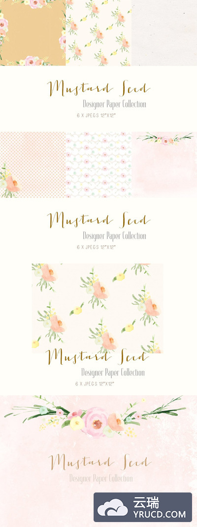 花卉矢量背景 Digital Designer Paper-Mustard Seed