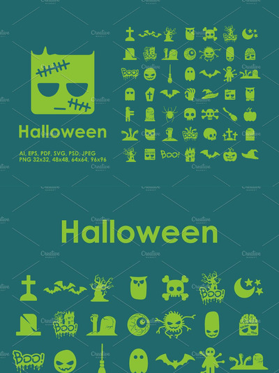 万圣节矢量图标 49 Halloween simple icons