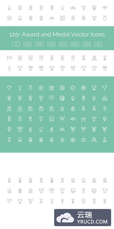 奖励和奖牌矢量图标 125+ Award and Medal Vector Icons