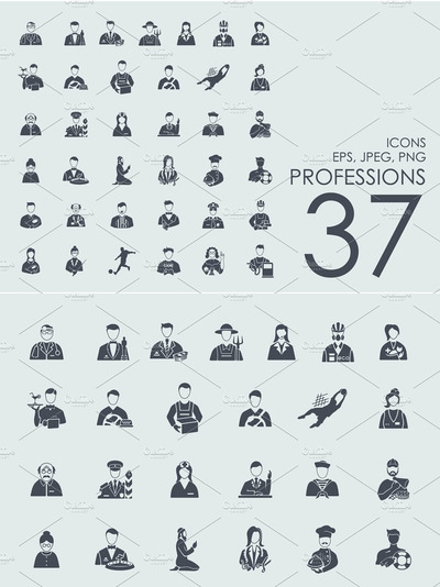 职业矢量图标集 37 professions icons