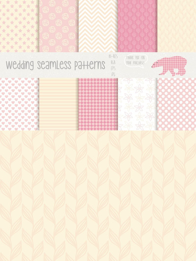无缝婚礼图案背景纹理 Wedding Seamless Patterns Pro