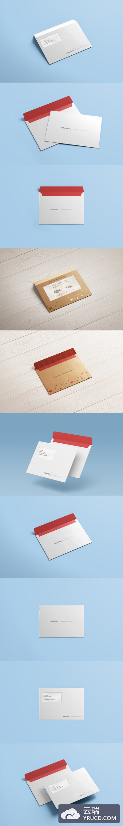 高品质的逼真质感房地产信封C5/C6VI设计样机展示模型mockups