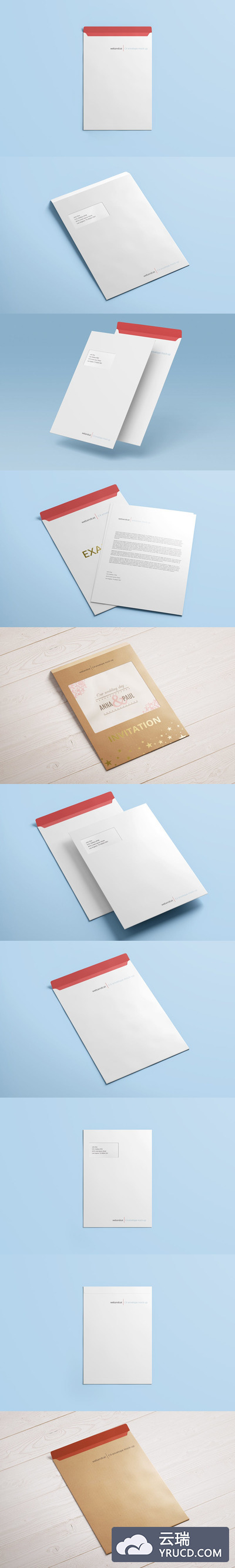 高品质的房地产VI设计C4大信封文件袋设计VI样机展示模型mockups