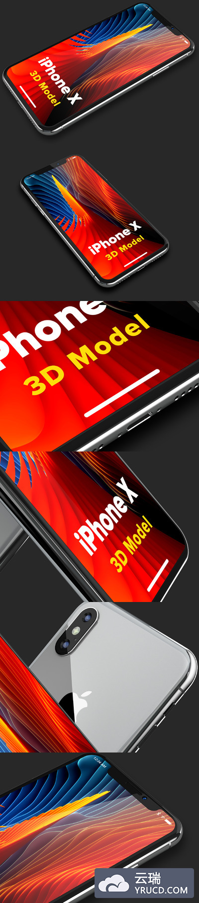 iPhone X 3D C4D素材模型下载 [C4D,fbx,obj]