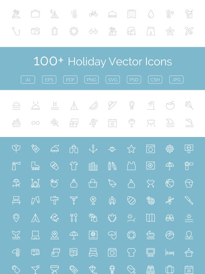 度假矢量图标 100+ Holiday Vector Icons
