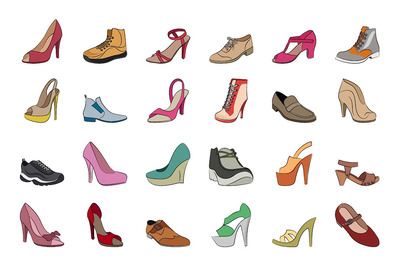 手绘鞋子矢量图标 Shoes Hand Drawn Vector Icons