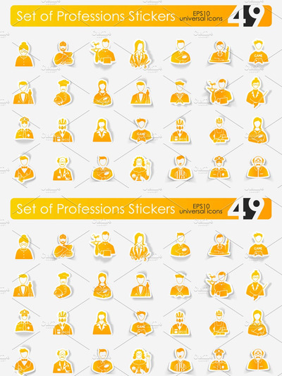 职业矢量图标 49 professions stickers