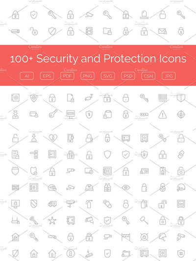 100+安全保护图标 100+ Security and Protection Icons