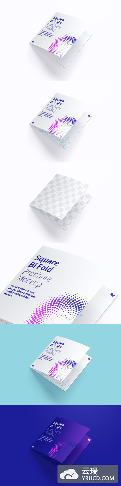 方形双折小册子模型 Square Bi Fold Brochure Mockup 01