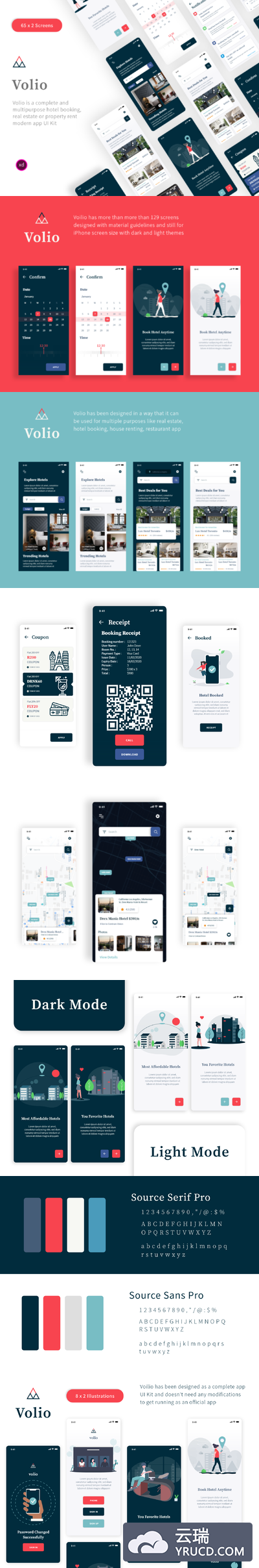 一流的酒店预订app设计iOS Ui套装下载[XD]