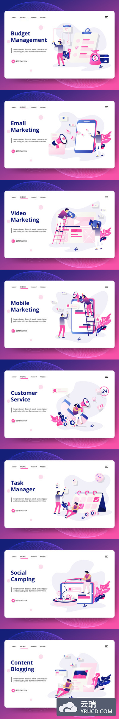 一流的落地页商业矢量插画素材下载[Ai]