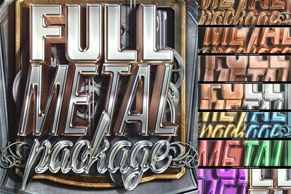 3D金属质感文字效果&动作套装