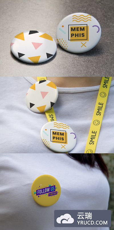 使用的徽章胸章设计展示样机素材下载[PSD]