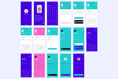 登录和注册矢量线框APP UI KITS