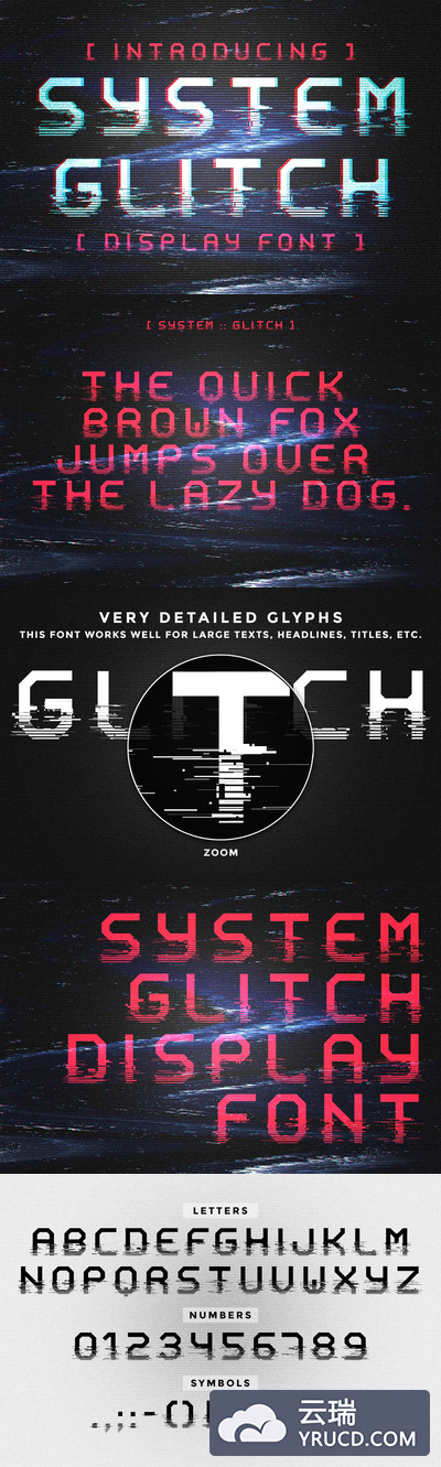 个性时尚的高端系统故障水中倒影效果的英文字体