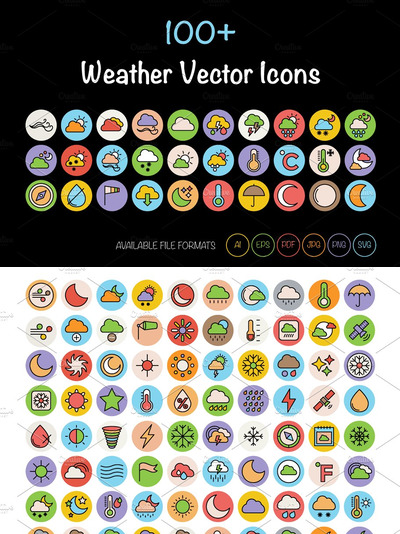 100+天气矢量图标 100+ Weather Vector Icons