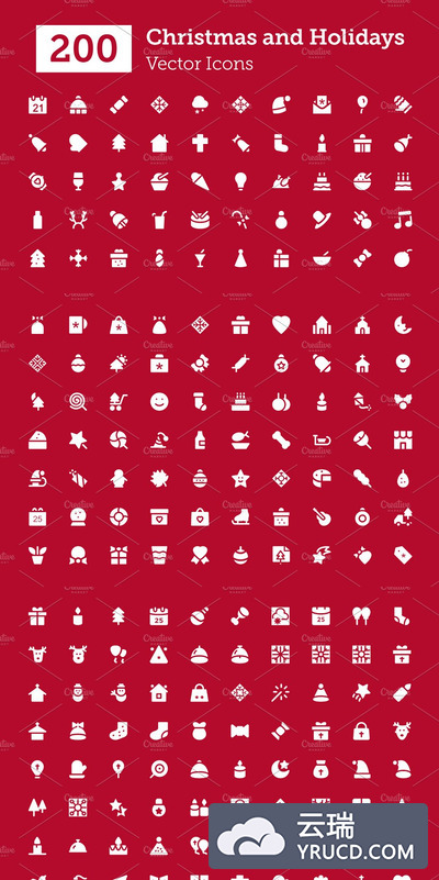 200个圣诞矢量图标 200 Christmas Vector Icons