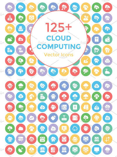125+云计算矢量图标 125+ Cloud Computing Vector Icons