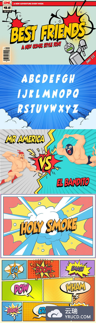 充满个性的漫画风格字体素材