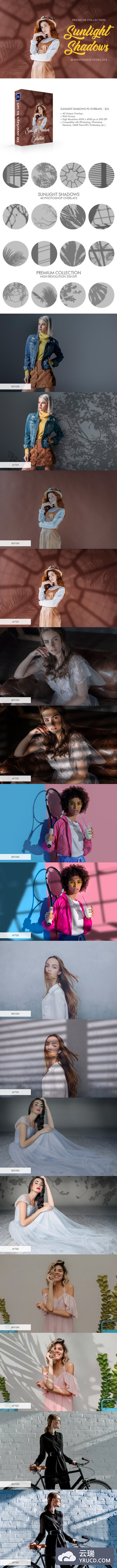 阳光&植物阴影效果Photoshop叠层套装