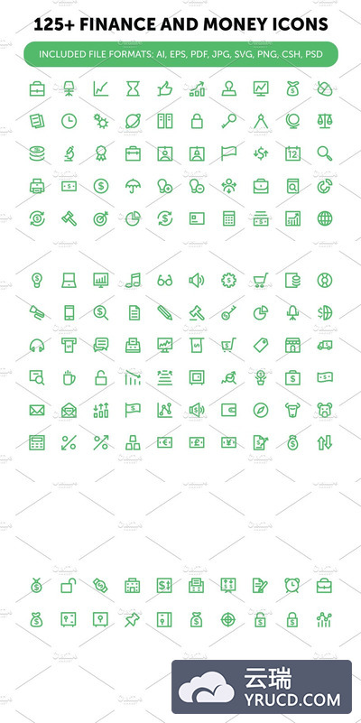 125+金融和金钱图标 125+ Finance and Money Icons
