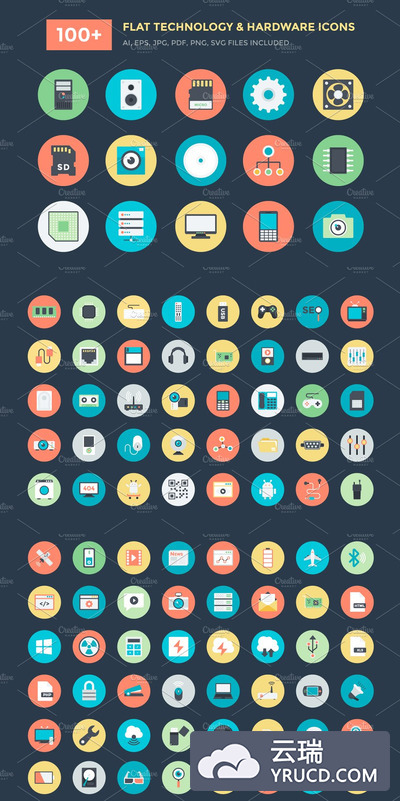 100+技术和硬件图标 100+ Technology and Hardware Icons
