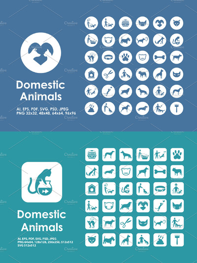 家养动物图标 Domestic animals icons