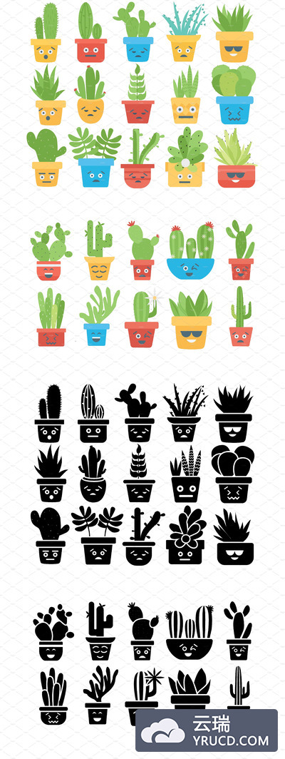 仙人掌矢量图标 Cactus and Succulents Vectors Emoji