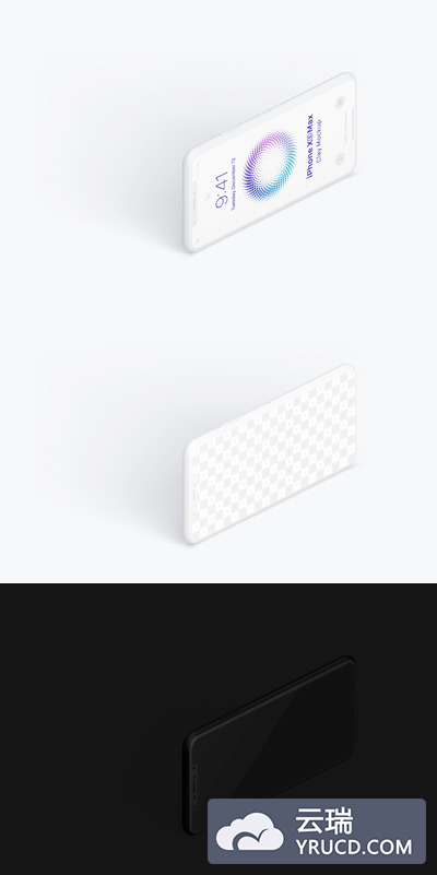 iPhone XS Max样机 Isometric Clay iPhone XS Max Mockup, Left View 03