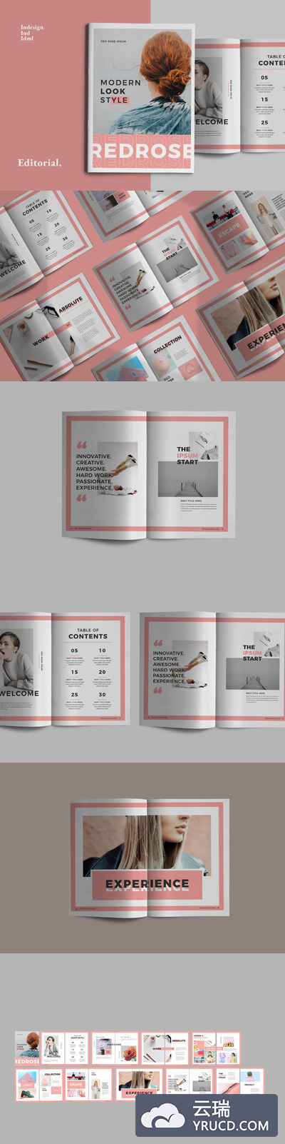 优雅高端时尚配色的高品质房地产楼书品牌手册画册杂志宣传册书籍装帧设计模板