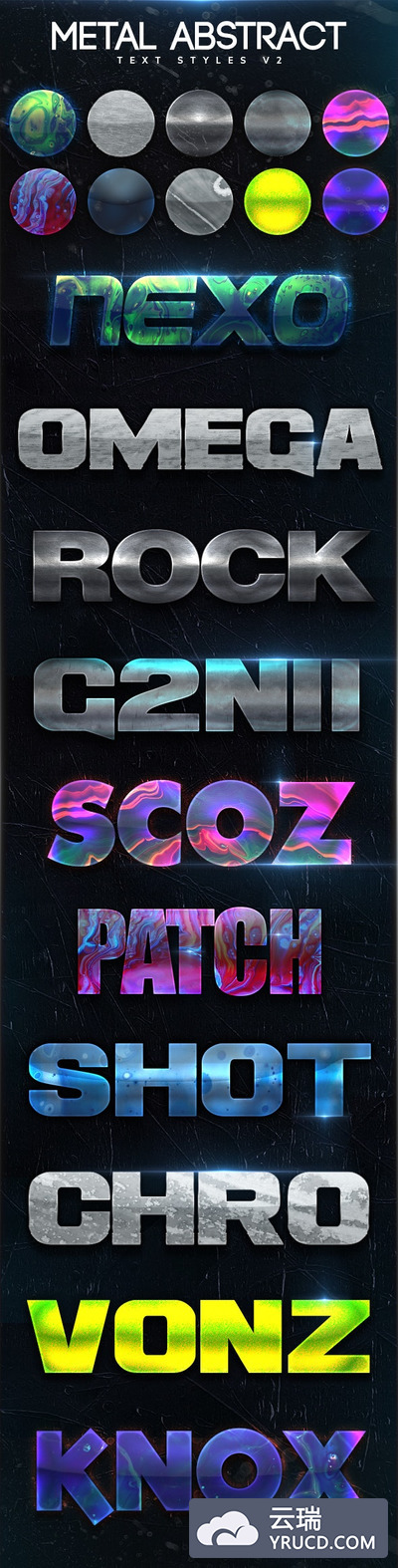 抽象金属光泽文本样式合集