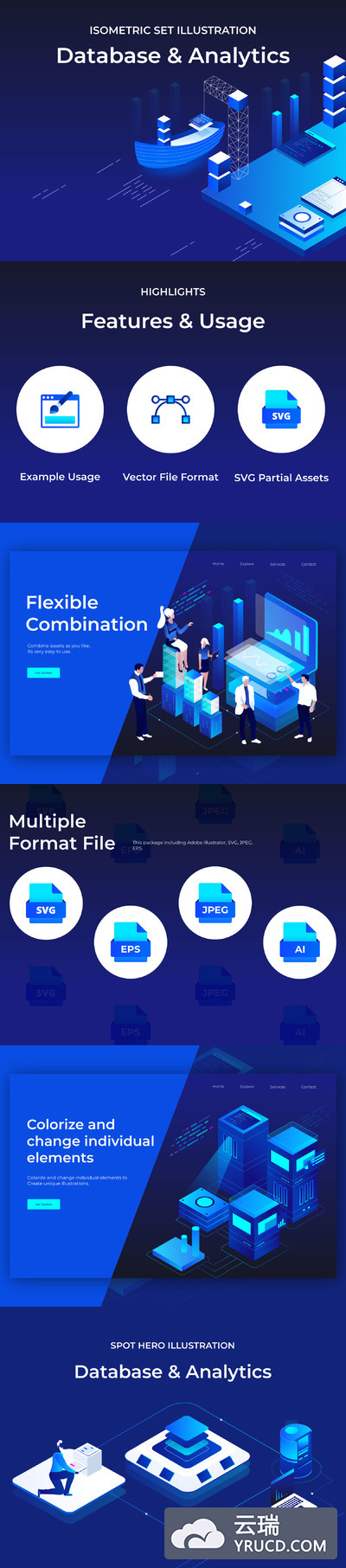 强大的2.5D等距风格数据库与大数据分享创意矢量插画下载[Ai]