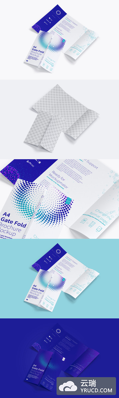 A4折页小册子模型 A4 Gate Fold Brochure Mockup 03